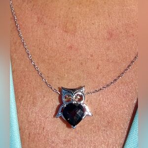 Fred Meyer Jewelers 925 S.Silver Smoky Heart Quartz Owl Pendant & 18.5” Necklace